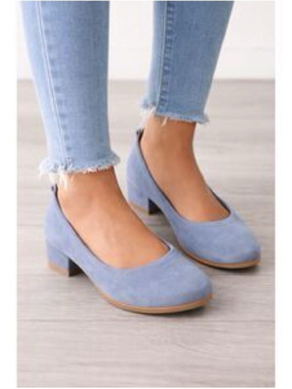 Brash Light Blue Low Block Heel Pumps sz 11 suede
